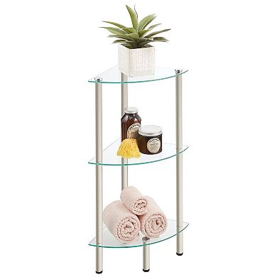 mDesign Glass/Metal Household Corner Organizer Shelf
