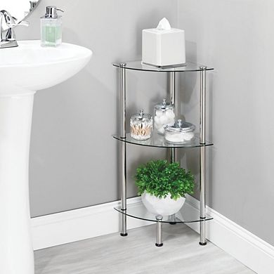 mDesign Glass/Metal Household Corner Organizer Shelf