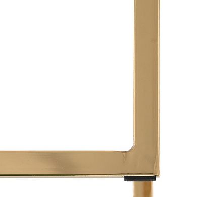 LeisureMod Quincy Leather Bar Stools With Gold Metal Frame Set of 2