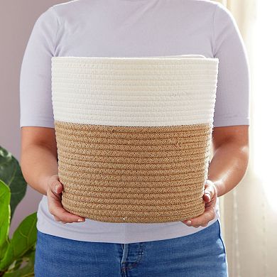 2 Pack Decorative Jute Planter With Plastic Liner, Woven Basket For Plants, 11"