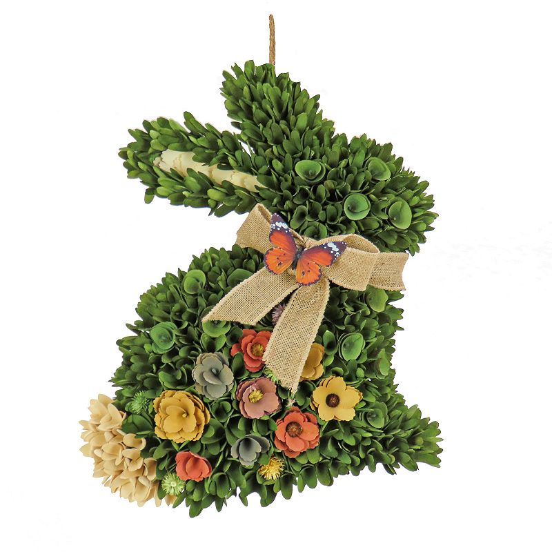 National Tree Company Artificial Green Floral Bunny Table Decor, 22"