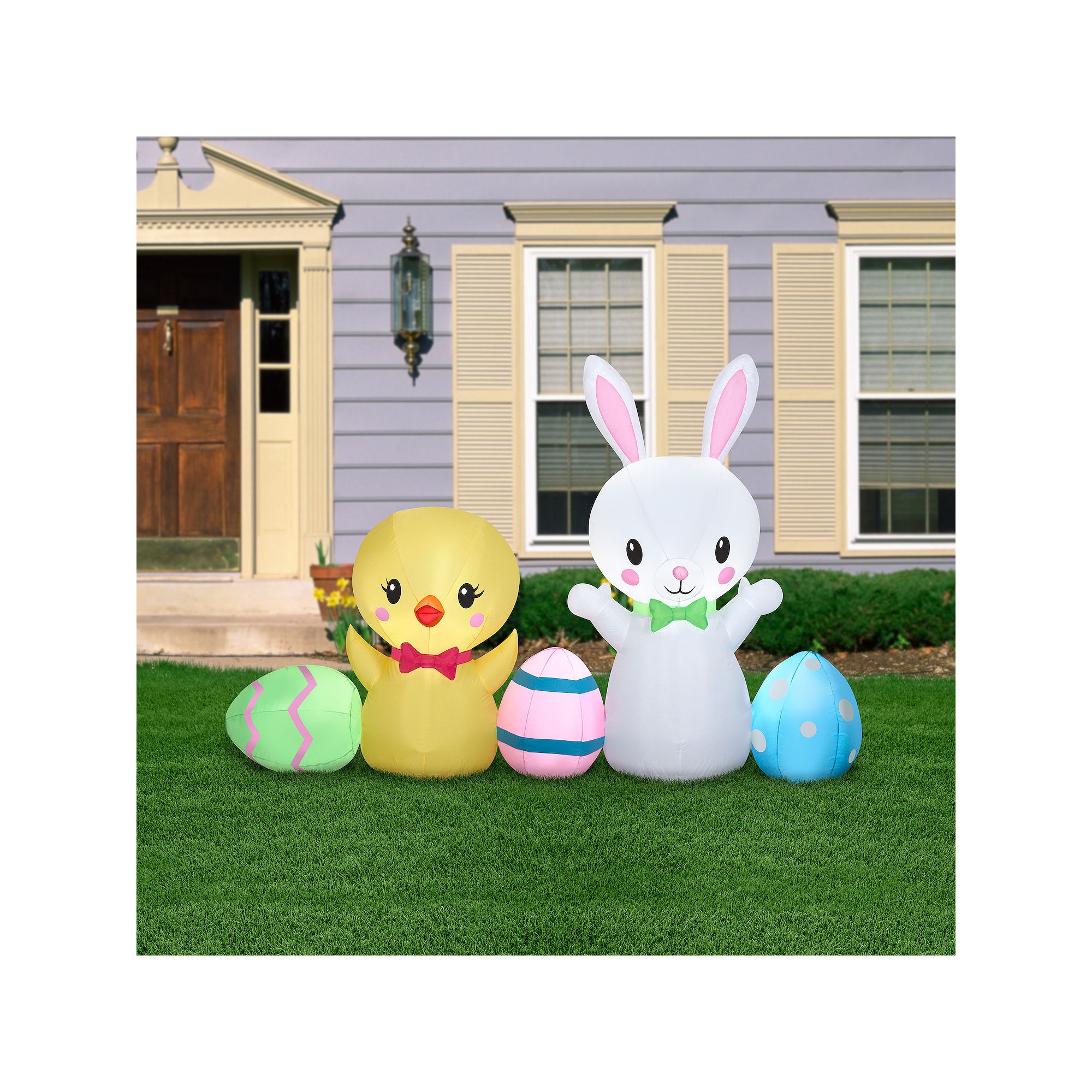 National Tree Company 4.4 Ft. Easter Bunny and Chick Inflatable Decor, Yell