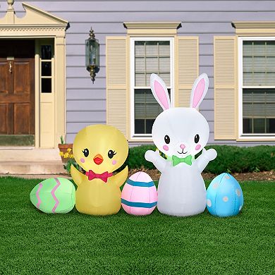 National Tree Company Easter Bunny and Chick Inflatable Floor Decor