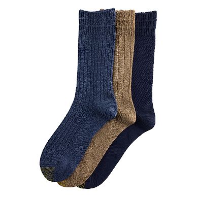 Men's GOLDTOE® 3-Pack Premium Textured Crew Socks