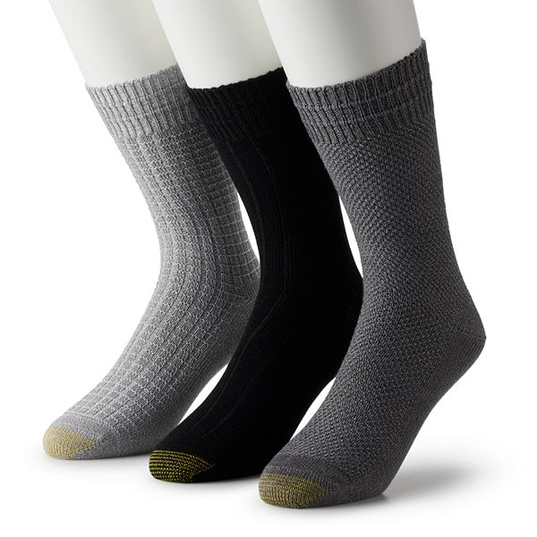 Men's GOLDTOE® 3Pack Premium Textured Crew Socks