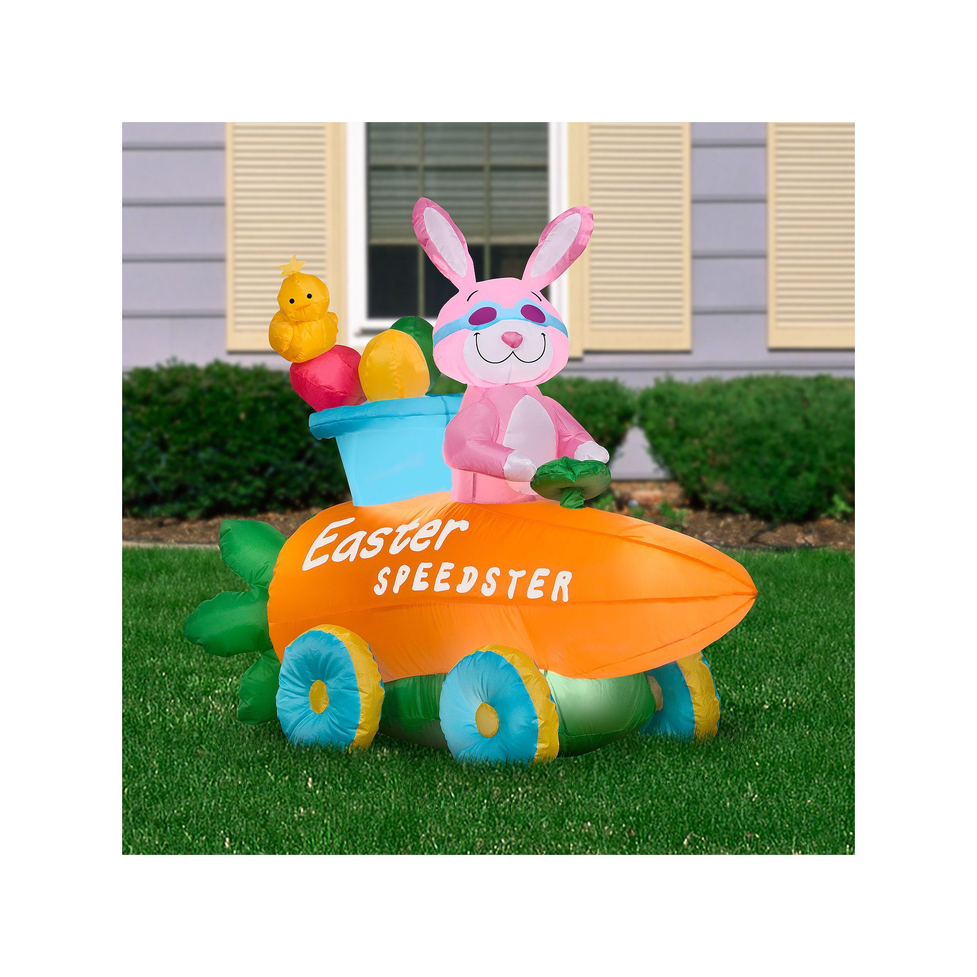 National Tree Company 3 Ft. Bunny Easter Speedster Inflatable Decor, Orange