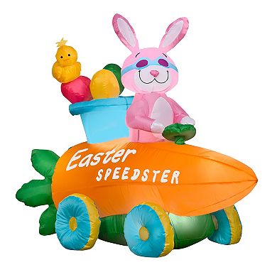 National Tree Company Bunny Easter Speedster Inflatable Floor Decor