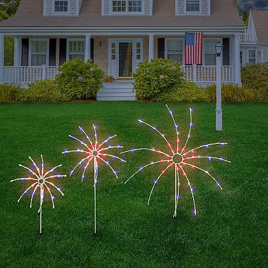 National Tree Company Patriotic LED Fireworks Lawn Outdoor Decor 3-piece Set