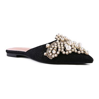 Rag & Co Astre Women's Faux Pearl Embellished Mules