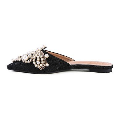 Rag & Co Astre Women's Faux Pearl Embellished Mules