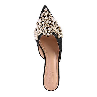 Rag & Co Astre Women's Faux Pearl Embellished Mules