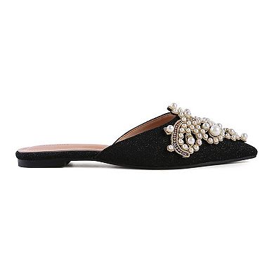 Rag & Co Astre Women's Faux Pearl Embellished Mules