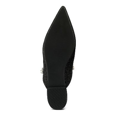 Rag & Co Geode Women's Faux Pearl Embellished Mules
