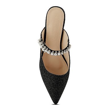 Rag & Co Geode Women's Faux Pearl Embellished Mules