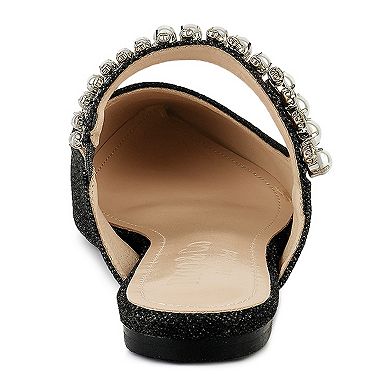 Rag & Co Geode Women's Faux Pearl Embellished Mules