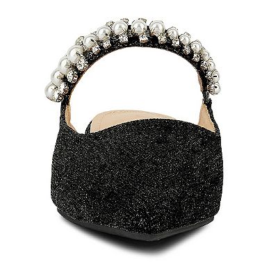Rag & Co Geode Women's Faux Pearl Embellished Mules