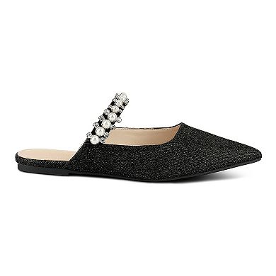 Rag & Co Geode Women's Faux Pearl Embellished Mules