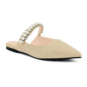 Rag & Co Geode Women's Faux Pearl Embellished Mules