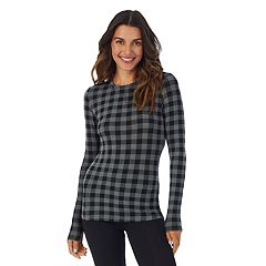 Cuddl Duds Women's Fleecewear with Stretch Crew Neck, Black, X