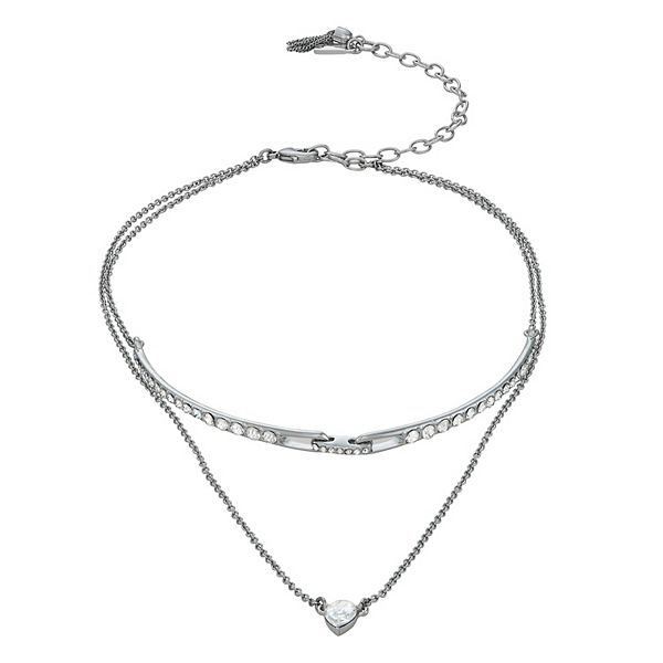 Simply Vera Vera Wang Silver Tone Crystal Pave Double-Row Choker Necklace