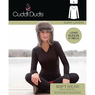 Women's Cuddl Duds® Softwear with Stretch Long Sleeve V-Neck Top