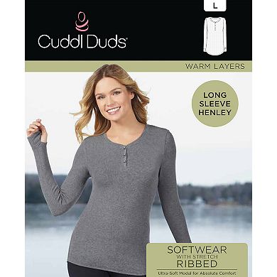 Women's Cuddl Duds® Softwear with Stretch Ribbed Henley Top