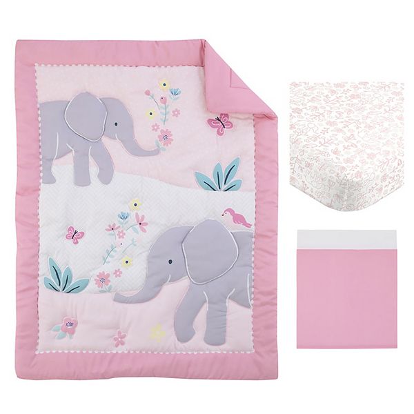 Carter's Floral Elephant 3Piece Crib Bedding Set