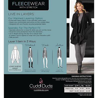 Women's Cuddl Duds Fleecewear with Stretch Long Sleeve Hooded Wrap Up ...