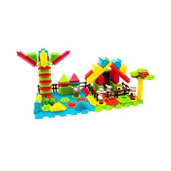 PicassoTiles 100 pc Safari Animal Theme, Hedgehog Building Blocks, Soft Toys for Kids 3+