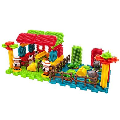 PicassoTiles 100 PC Safari Animal Theme, Hedgehog Building Blocks, Soft Toys for Kids 3+