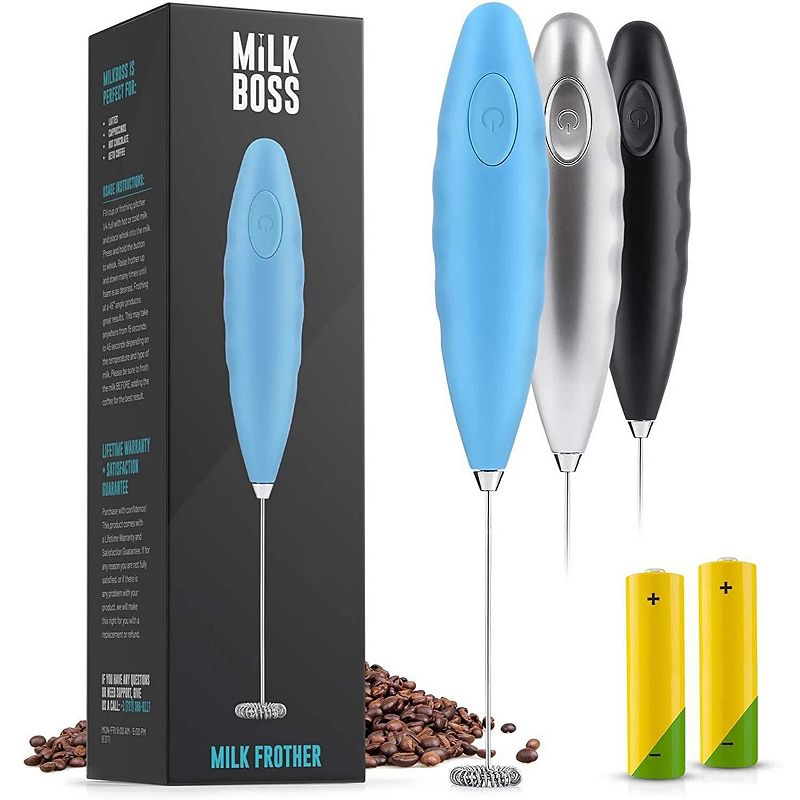  Milk Boss Powerful Milk Frother Handheld With Upgraded Holster  Stand - Coffee Frother Electric Handheld Foam Maker - Milk Frother For  Coffee, Lattes, Matcha & More - Electric Whisk Frother (White)