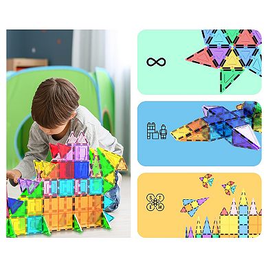 PicassoTiles 101 PC Magnetic Tiles, Magnetic Building Blocks for Kids, Magnet for Kids 3+