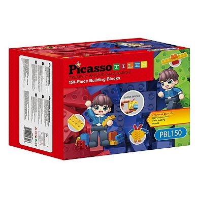 PicassoTiles 150 PC Large Construction Brick Building Blocks, Brick Building Block Set, For Kids 3+