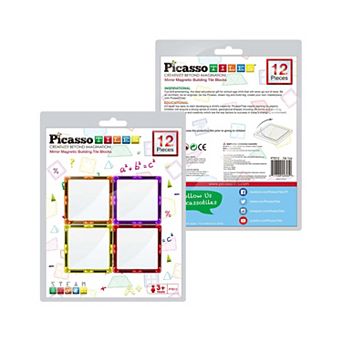 PicassoTiles 12 pc Mirror, Magnetic Tiles, Magnetic Building Blocks for Kids, Magnet for Kids 3+