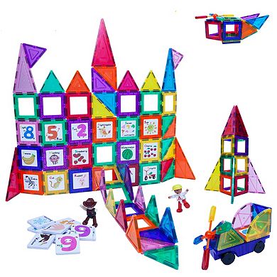 PicassoTiles 121 PC Magnetic Tiles, Magnetic Building Blocks for Kids, Magnet for Kids 3+