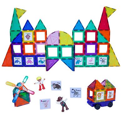 PicassoTiles 121 PC Magnetic Tiles, Magnetic Building Blocks for Kids, Magnet for Kids 3+