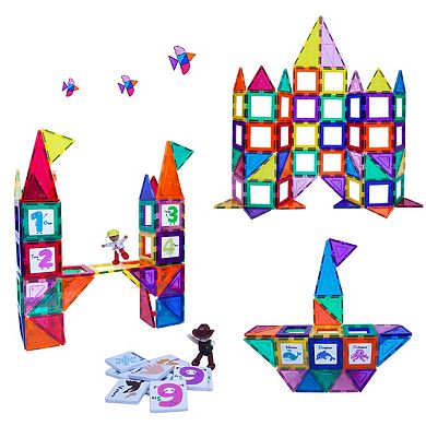 PicassoTiles 121 PC Magnetic Tiles, Magnetic Building Blocks for Kids, Magnet for Kids 3+
