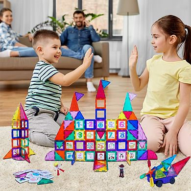 PicassoTiles 121 PC Magnetic Tiles, Magnetic Building Blocks for Kids, Magnet for Kids 3+
