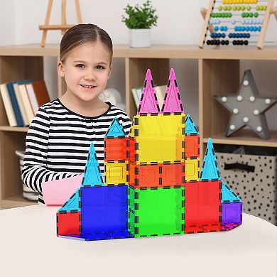 PicassoTiles 4 PC Large Square Expansion, Magnetic Tiles, Magnet Building Blocks for Kids Ages 3+