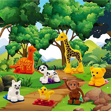 PicassoTiles 7 PC Animal Character Set, Magnetic Tiles & Brick Block Compatible, Magnet for Kids 3+