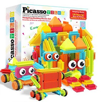 PicassoTiles 120 pc Hedgehog Building Blocks, Soft Toys for Kids Age 3 & Up, PTB120