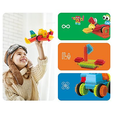 PicassoTiles 120 PC Hedgehog Building Blocks Playset, Building Toys, Soft Toys for Kids Ages 3+