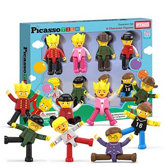 PicassoTiles 16 pc Character, STEM Toy Magnetic Tiles, Building Blocks for Kids Age 3 & Up, PTA03