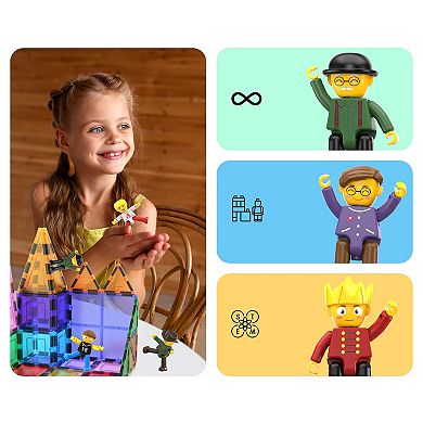 PicassoTiles 16 Piece Character, STEM Toy Magnetic Tiles, Building Blocks for Kids Age 3 & Up, PTA03