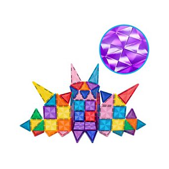 PICASSO-TILES 61 pc Travel Size Magnetic Tiles, Magnetic Building Blocks for Kids, Magnet for Kids 3+