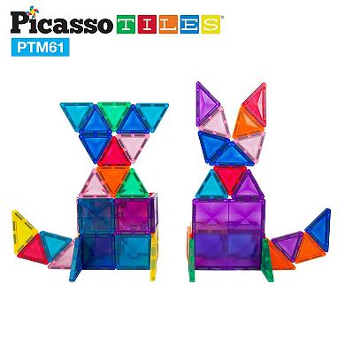 PICASSO-TILES 61pc Travel Size Magnetic Tiles, Magnetic Building Blocks for Kids, Magnet for Kids 3+
