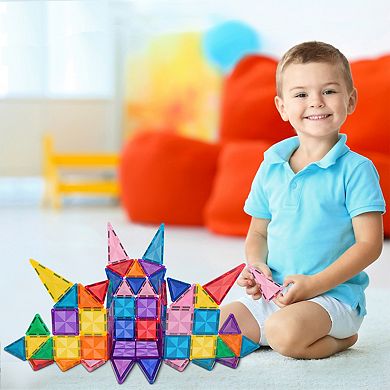 PICASSO-TILES 61pc Travel Size Magnetic Tiles, Magnetic Building Blocks for Kids, Magnet for Kids 3+
