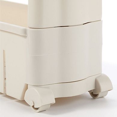 mDesign Slim Rolling Laundry Utility Cart Organizer with 3 Shelves