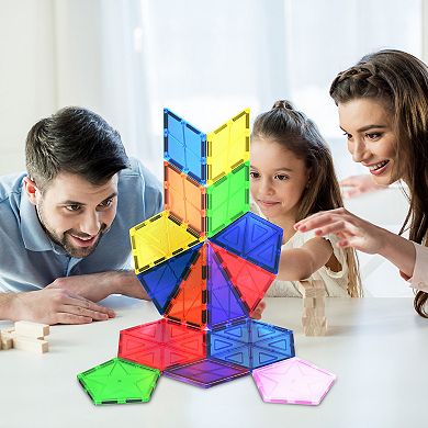 PicassoTiles 16 PC Magnetic Tiles, Magnetic Building Blocks for Kids, Magnet for Kids 3+