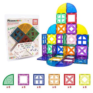 PicassoTiles 36 PC Magnetic Tiles, Magnetic Building Blocks for Kids, Magnet for Kids 3+